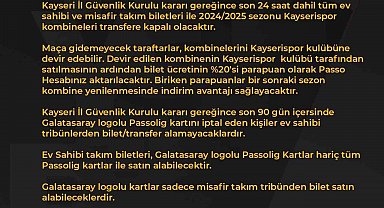 Kayserispor - Galatasaray maçı bilet fiyatları belli oldu