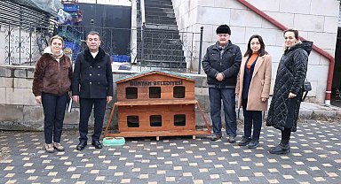 Bünyan'da sokak hayvanları için kulübeler yerleştirildi