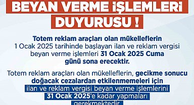 Büyükşehirden ilan ve reklam vergisi beyan verme işlemleri duyurusu