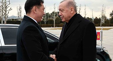 Cumhurbaşkanı Erdoğan, Moğolistan Cumhurbaşkanı Ukhnaa'yı resmi törenle karşıladı