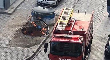 Konya'da çöp konteynerinde yangın