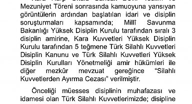 MSB: "5 Teğmen ve 3 sıralı amire 'Silahlı Kuvvetlerden Ayırma Cezası' verildi"