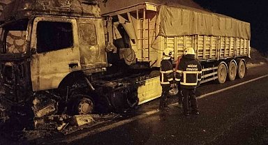 Niğde'de yanan tır kullanılamaz hale geldi