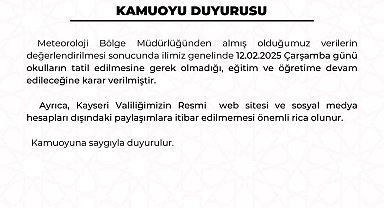 Kayseri'de eğitime kar tatili yok