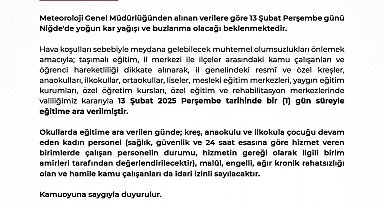 Niğde'de eğitime 1 gün ara verildi