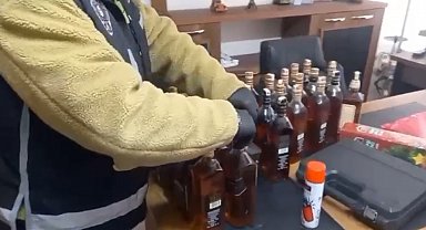 30 şişe sahte alkol ele geçirildi