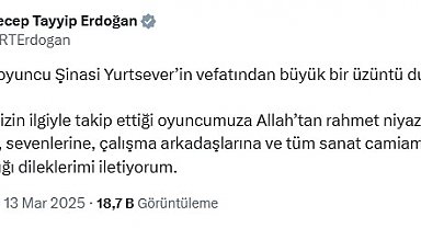 Cumhurbaşkanı Erdoğan'dan oyuncu Şinasi Yurtsever için taziye mesajı