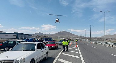 Kayseri'de yollar Cayrokopter ile havadan denetlendi
