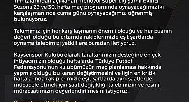 Kayserispor, Hatayspor maçının saatinde değişiklik istedi
