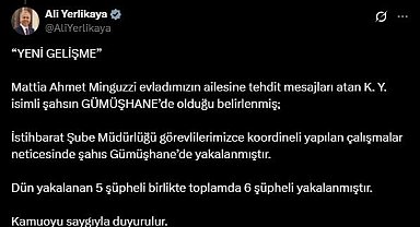 Bakan Yerlikaya, Mattia Ahmet Minguzzi'nin ailesine tehdit mesajları atan şahsın yakalandığını duyurdu