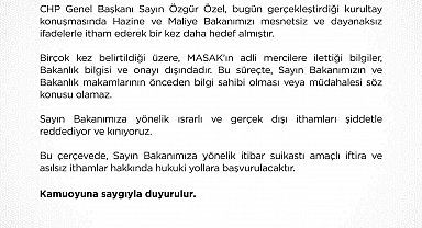 CHP Genel Başkanı Özel'in iddialarına Hazine ve Maliye Bakanlığı'ndan tepki