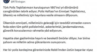 Cumhurbaşkanı Erdoğan, Polis Teşkilatı'nın 180'inci yılını kutladı