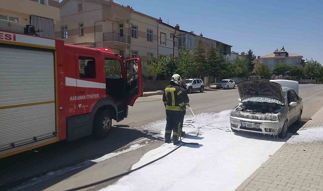 Karaman'da oto yangını