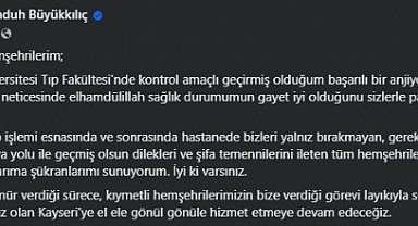 Başkan Büyükkılıç: "Sağlık durumumun gayet iyi olduğunu sizlerle paylaşmak istiyorum"