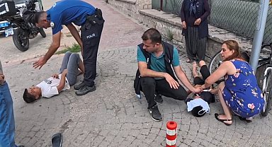 Freni tutmayan bisikletle yokuş aşağı savruldular