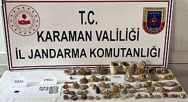 Karaman'da kenevir ve 63 adet fosil ele geçirildi