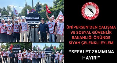 ÜNİPERSEN, Çalışma ve Sosyal Güvenlik Bakanlığı önüne siyah çelenk bıraktı