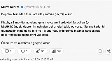 Bakan Kurum: "Depremi hisseden tüm vatandaşlarımıza geçmiş olsun"