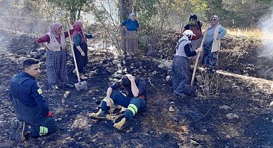 Bozkır'da kuru otlarla kaplı arazideki yangın büyümeden söndürüldü